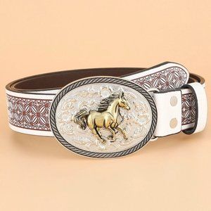 New | Horse Decor Oval Buckle Belt